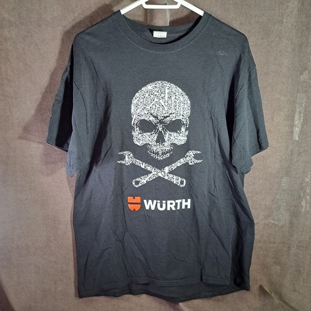 Würth Automotive Brand Tools Skull & Crossbones Black White Graphic Tee VG L